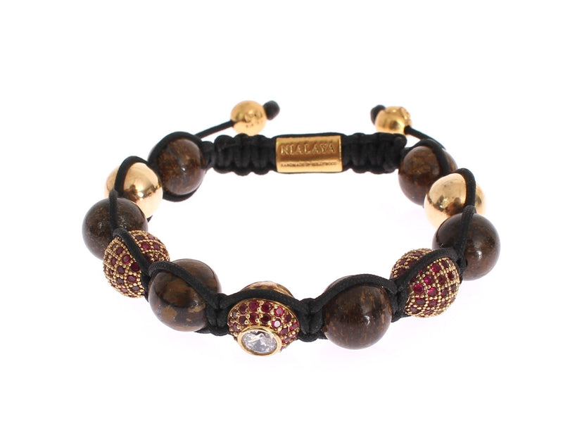 CZ Bronzite 18K Gold 925 Silver Bracelet