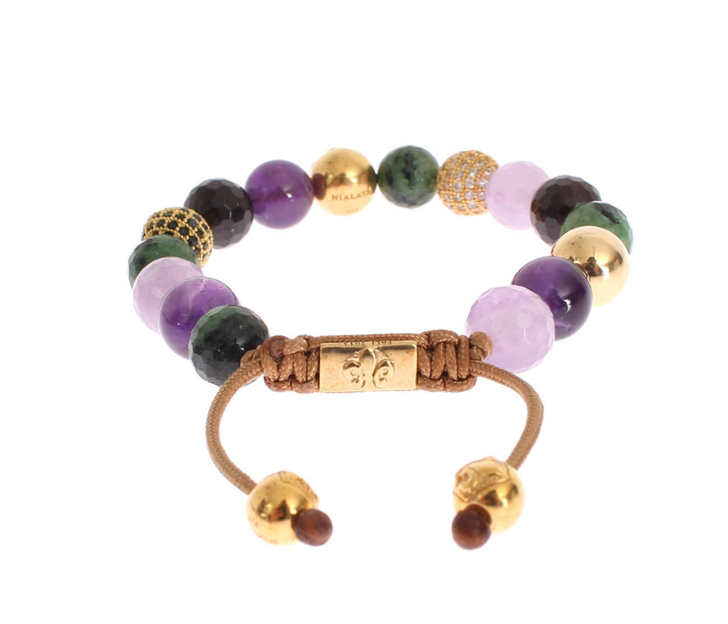 CZ Amethyst Garnet Gold 925 Bracelet