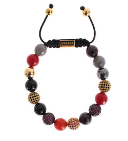 Red Jade Labrodite Hematite Gold 925 Bracelet