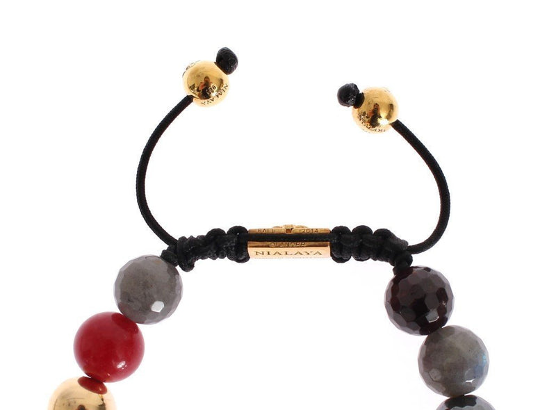 Red Jade Labrodite Hematite Gold 925 Bracelet