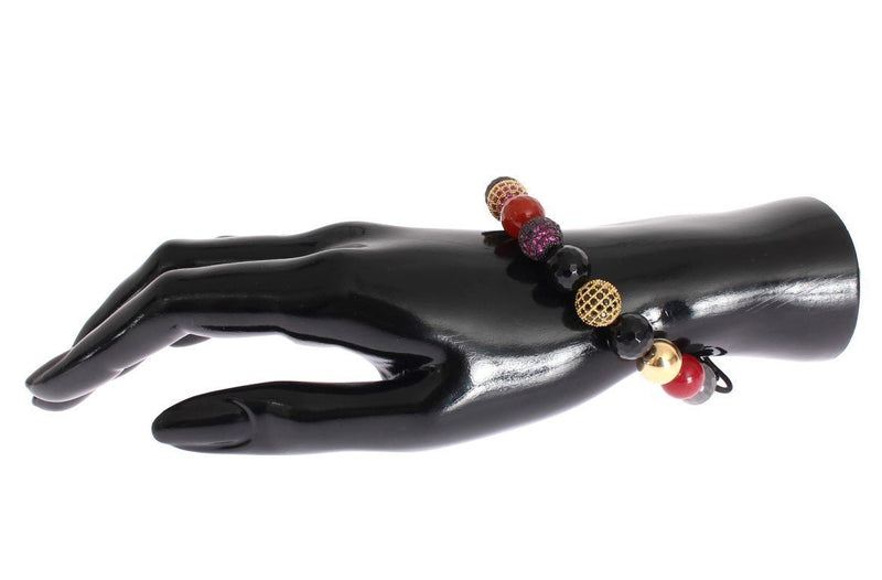 Red Jade Labrodite Hematite Gold 925 Bracelet