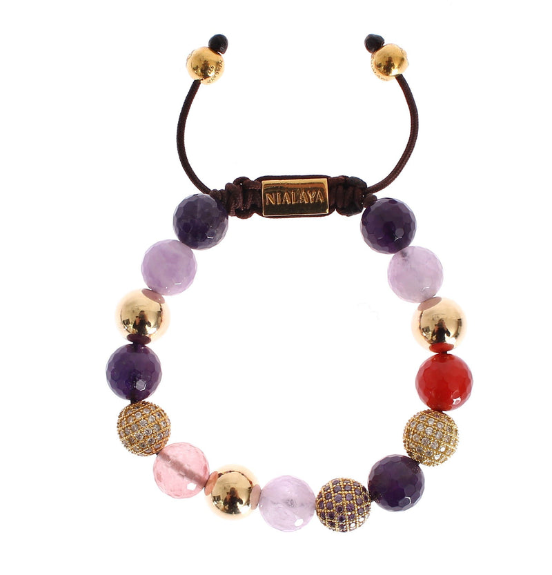 CZ Amethyst Sapphire Quartz Jade Gold 925 Bracelet