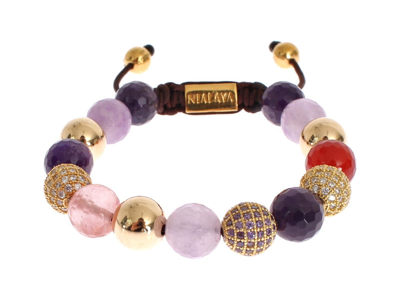 CZ Amethyst Sapphire Quartz Jade Gold 925 Bracelet