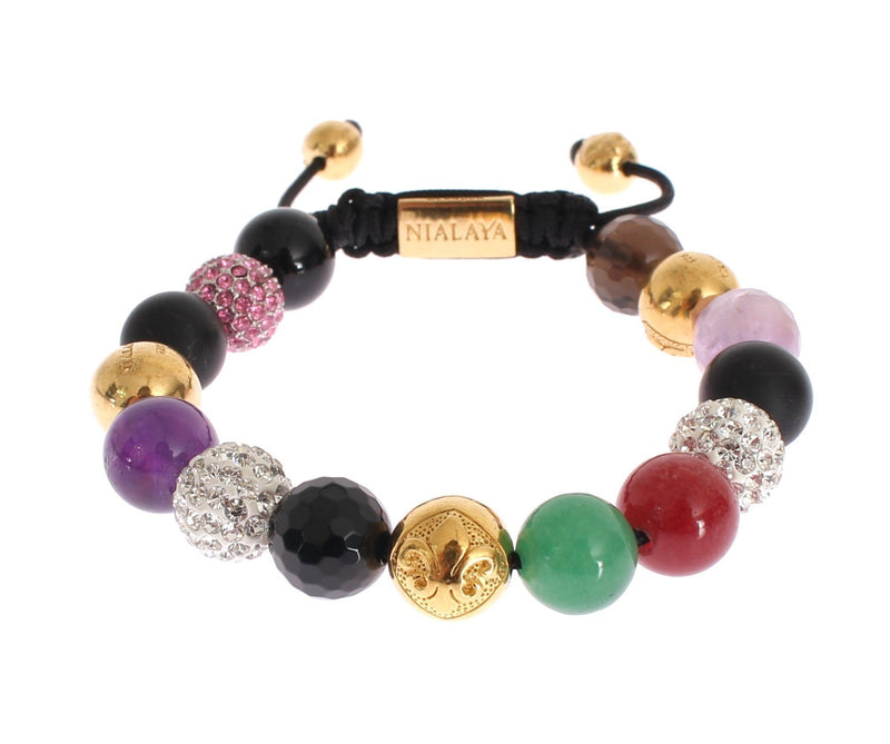 CZ Crystal Jade Amethyst Gold 925 Bracelet