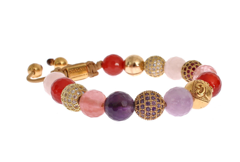 CZ Carnelian Amethyst Gold 925 Bracelet