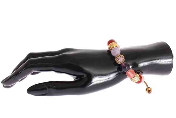 CZ Carnelian Amethyst Gold 925 Bracelet