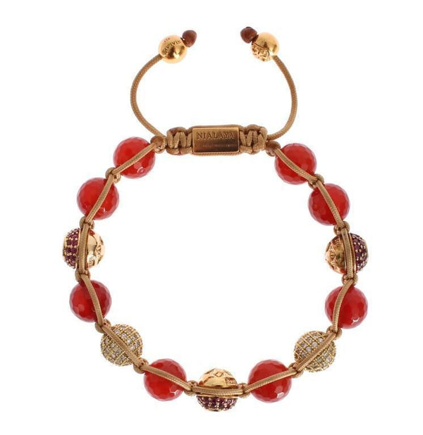 CZ Carnelian 14K Gold 925 Silver Bracelet