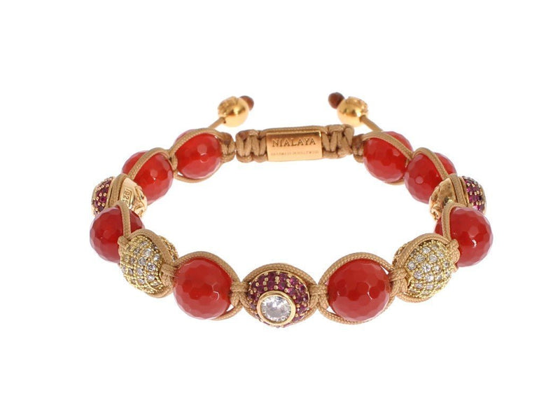 CZ Carnelian 14K Gold 925 Silver Bracelet