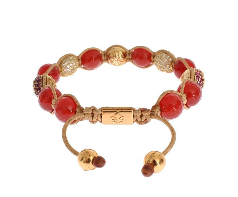 CZ Carnelian 14K Gold 925 Silver Bracelet