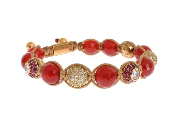 CZ Carnelian 14K Gold 925 Silver Bracelet