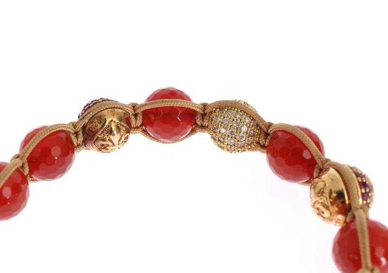 CZ Carnelian 14K Gold 925 Silver Bracelet