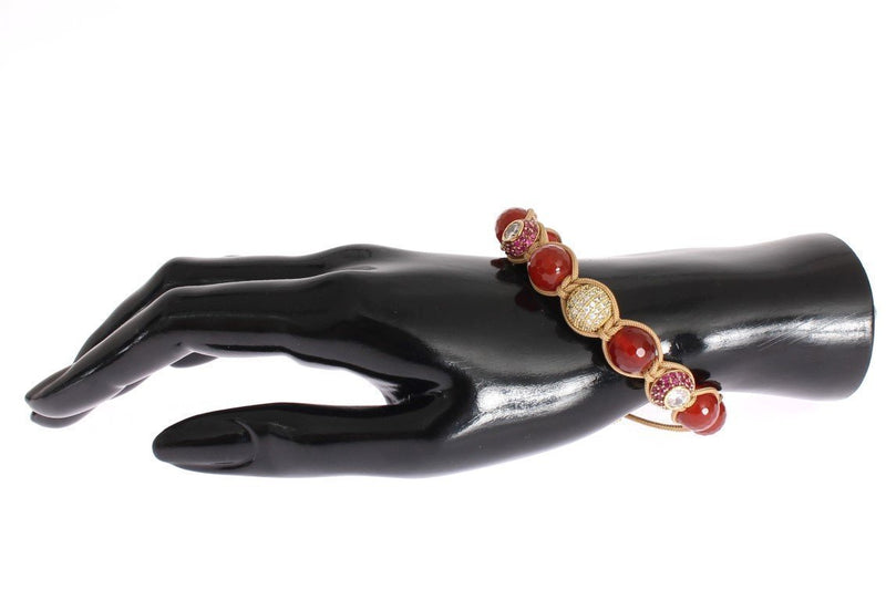 CZ Carnelian 14K Gold 925 Silver Bracelet