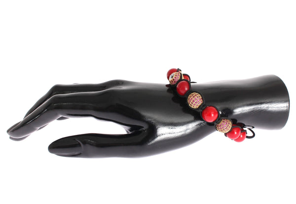 CZ Red Coral 18K Gold 925 Silver Bracelet