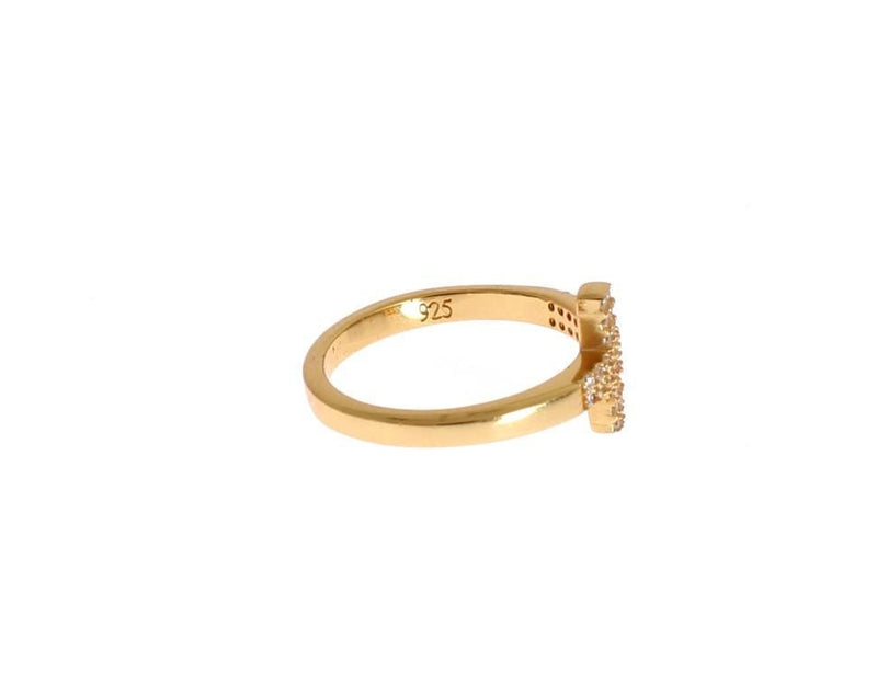 Clear CZ Cross Gold 925 Ring