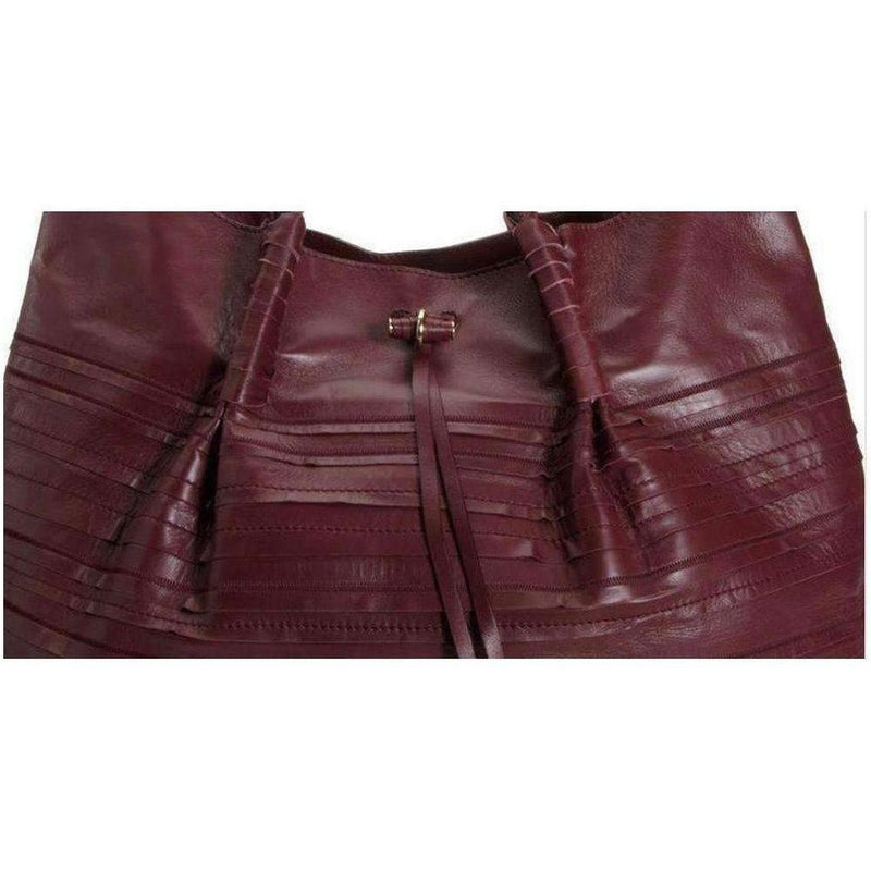 Nina Ricci Liane Tiered Large Duffel Burgundy Leather Shoulder Bag