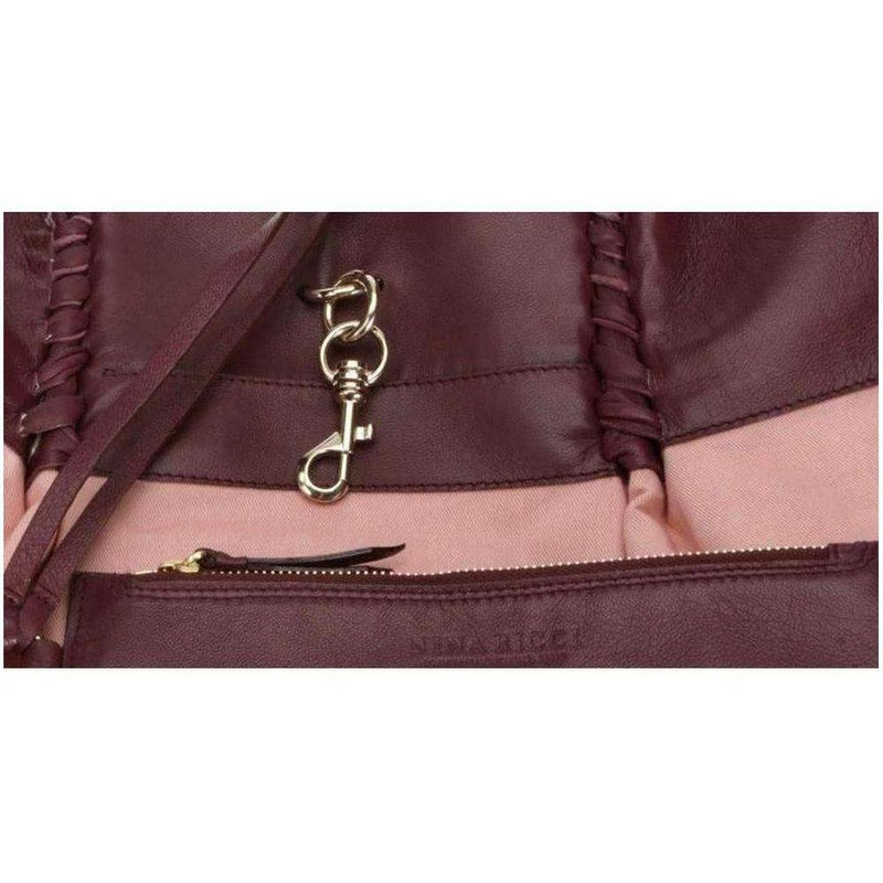 Nina Ricci Liane Tiered Large Duffel Burgundy Leather Shoulder Bag