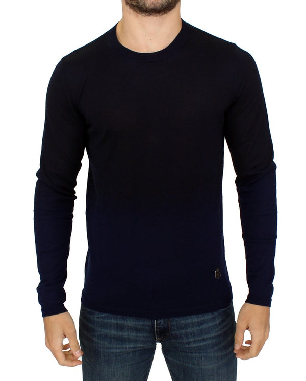 Blue wool crewneck sweater