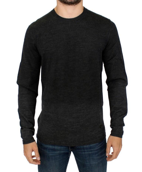 Gray wool crewneck sweater