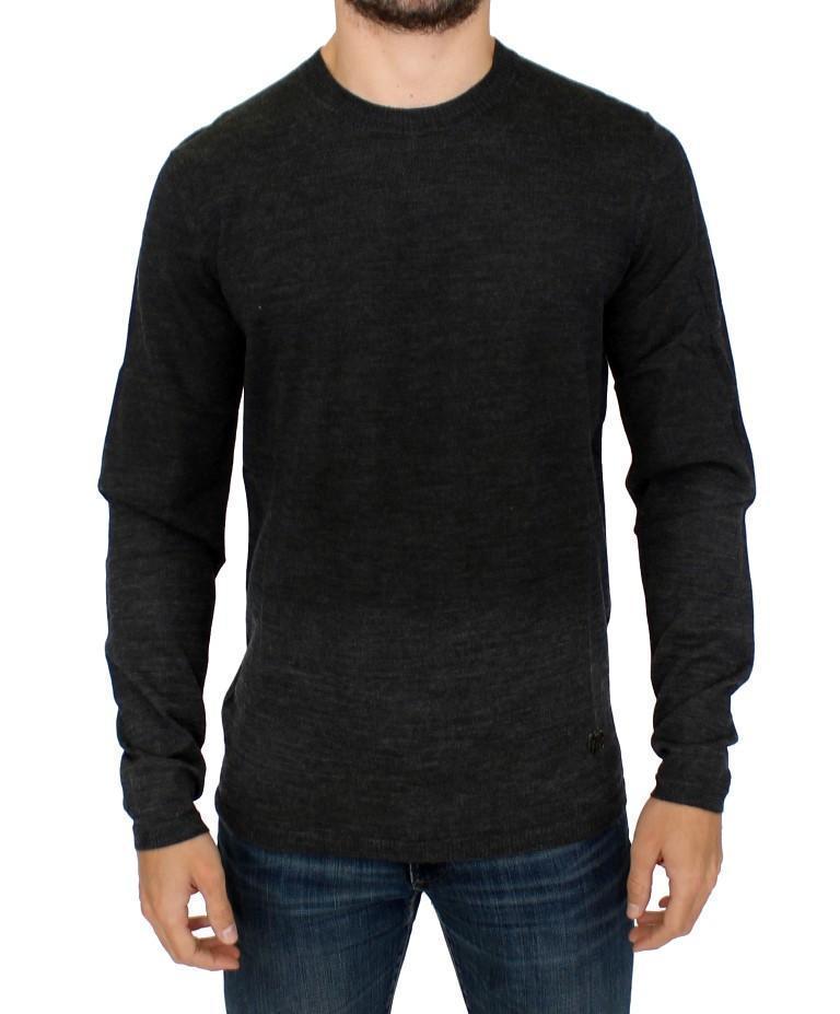 Gray wool crewneck sweater