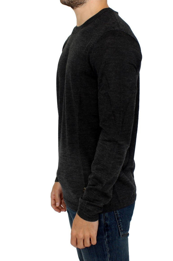 Gray wool crewneck sweater