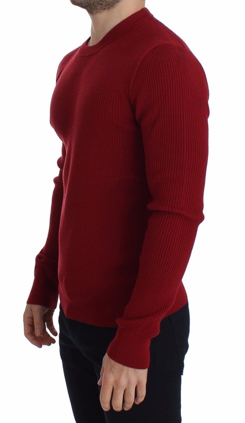 Red Knitted Wool Crewneck Sweater Pullover