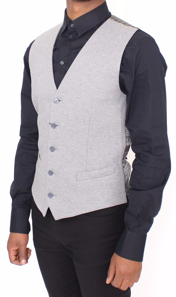 Gray Cotton Stretch Dress Vest Blazer