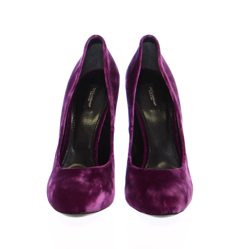 Purple Velvet Platform Pumps Shoes Scarpe