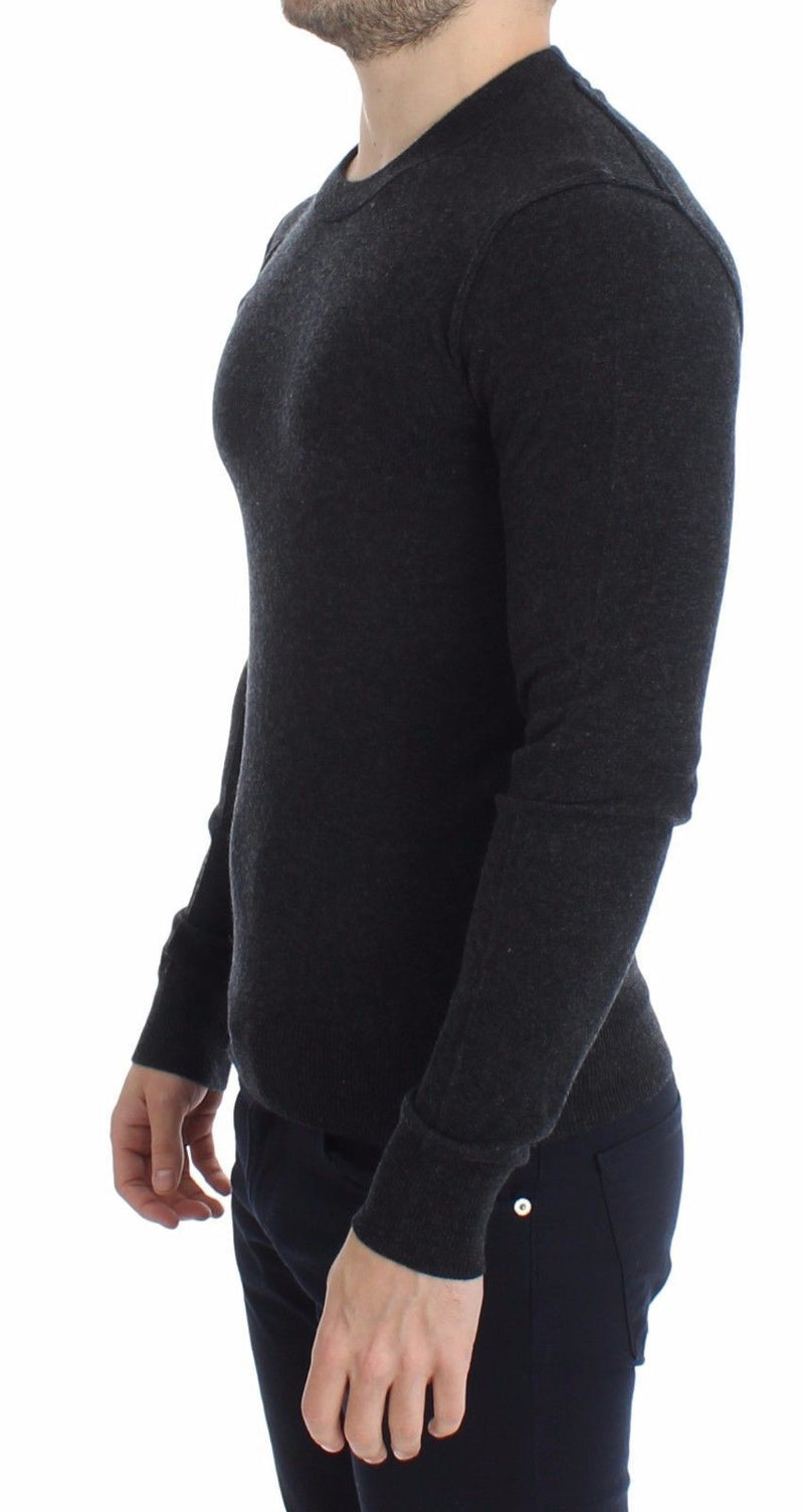 Gray Cashmere Crew-neck Sweater Pullover Top