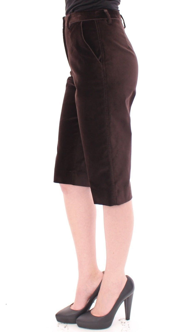 Brown Cotton Solid Pattern Shorts Pants