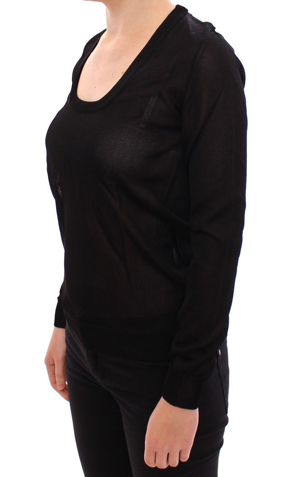 Black Crewneck Long Sleeve Sweater Top