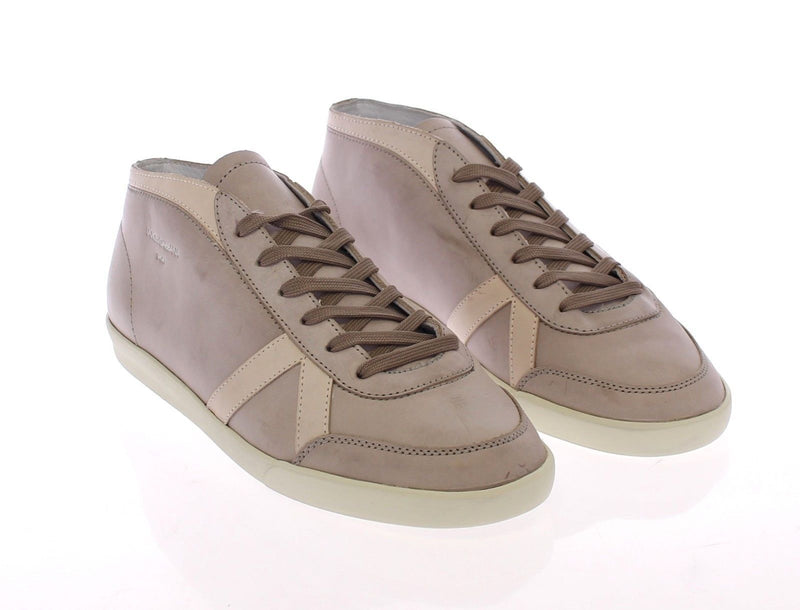 Gray Leather Casual Sport Sneakers Shoes