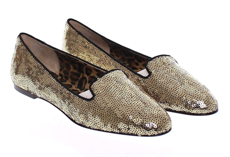 Gold Sequined Ballerinas Ballerina Flat Shoes