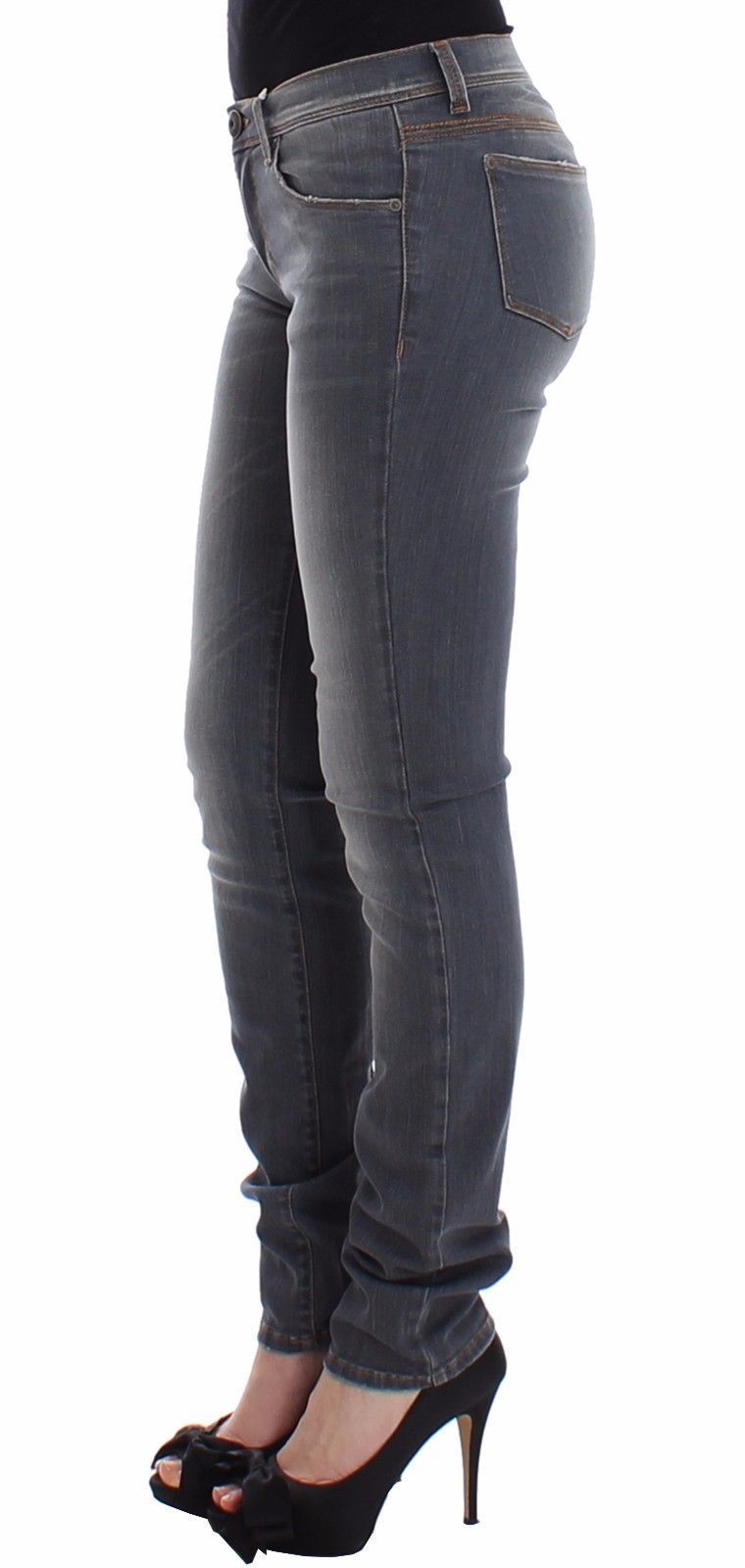 Gray Slim Jeans Denim Pants Skinny Leg Stretch