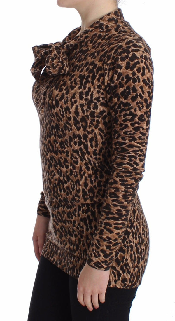 Leopard Print Cashmere Sweater Pullover