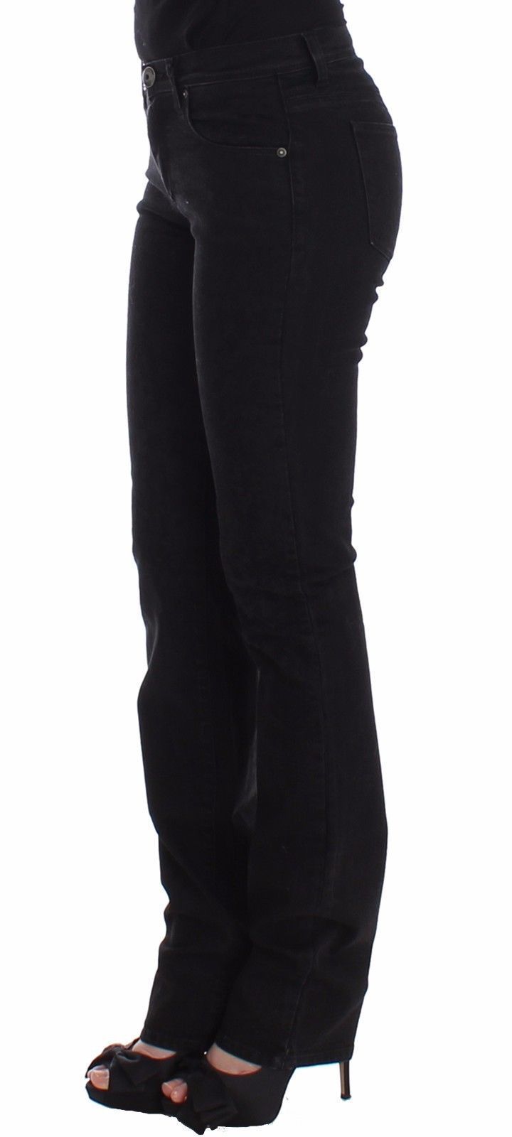 Black Slim Jeans Denim Pants Straight Leg Stretch