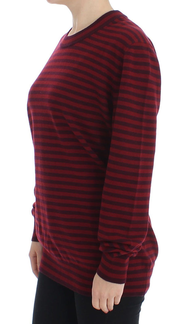 Red Striped Cashmere Pullover Sweater