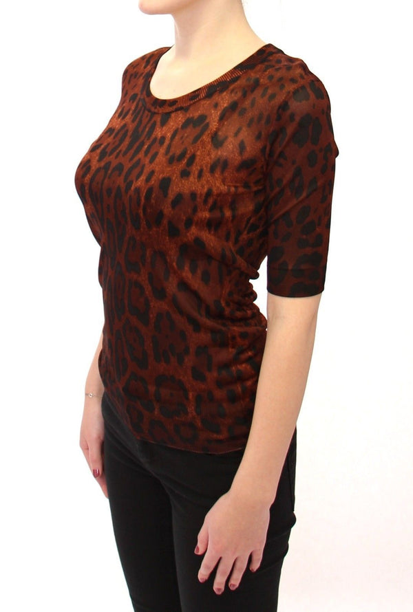 Brown Leopard Knit Top Cardigan Sweater