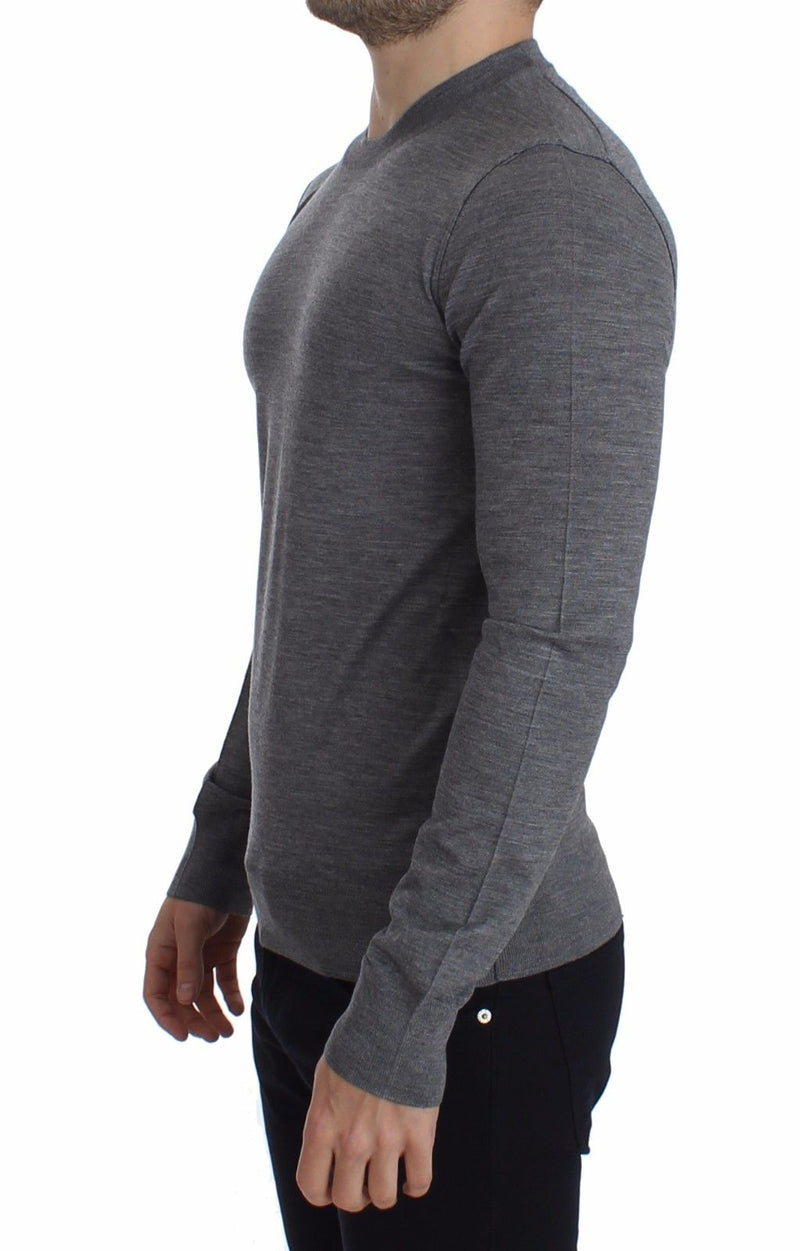 Gray Wool Crew-neck Sweater Pullover Top