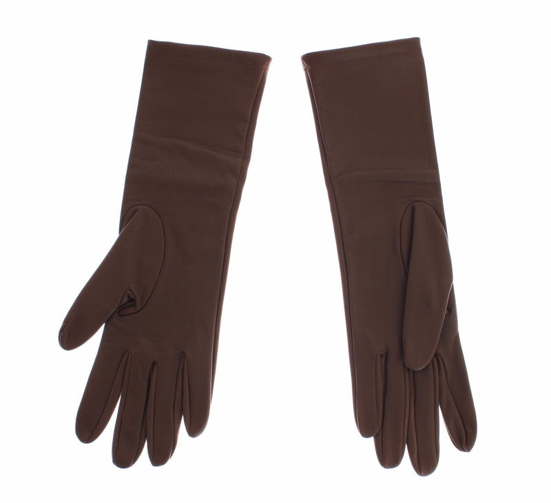 Brown Leather Wrist Slim Womens Gloves