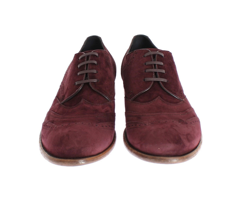 Bordeaux Leather Suede Wingtip Shoes