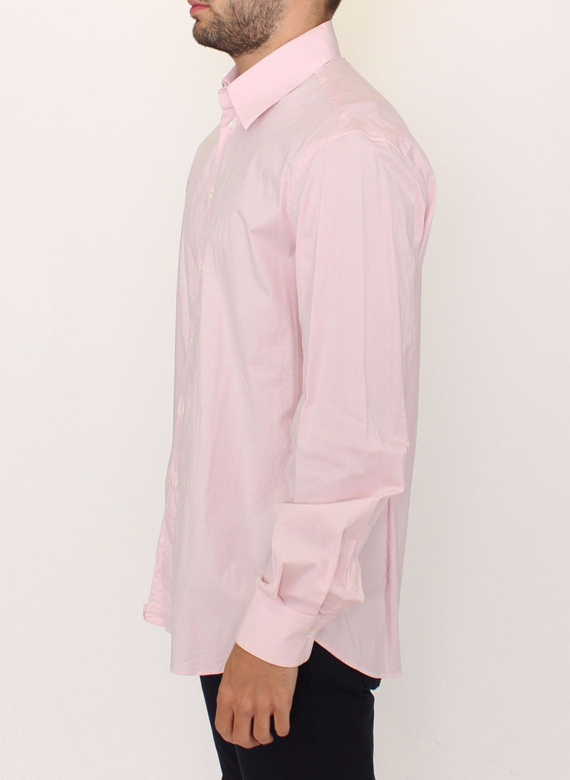 Pink Cotton Casual Long Sleeve Long Shirt