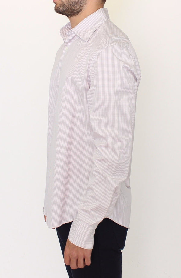 Gray White Checkered Casual Long Sleeve Shirt