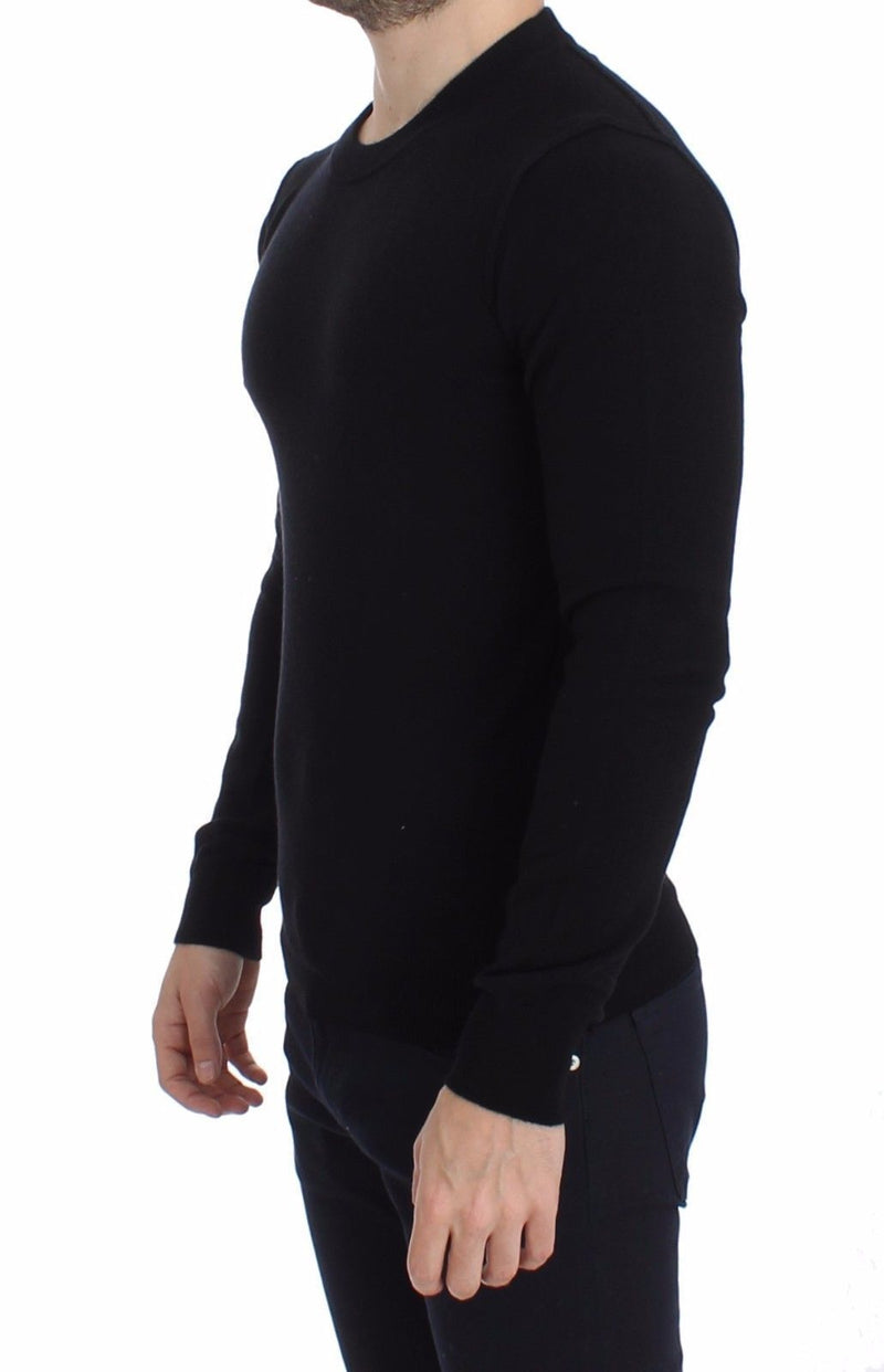Black Cashmere Crew-neck Sweater Pullover Top