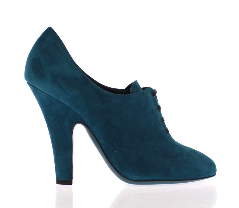 Blue Suede Leather Booties Shoes Pumps