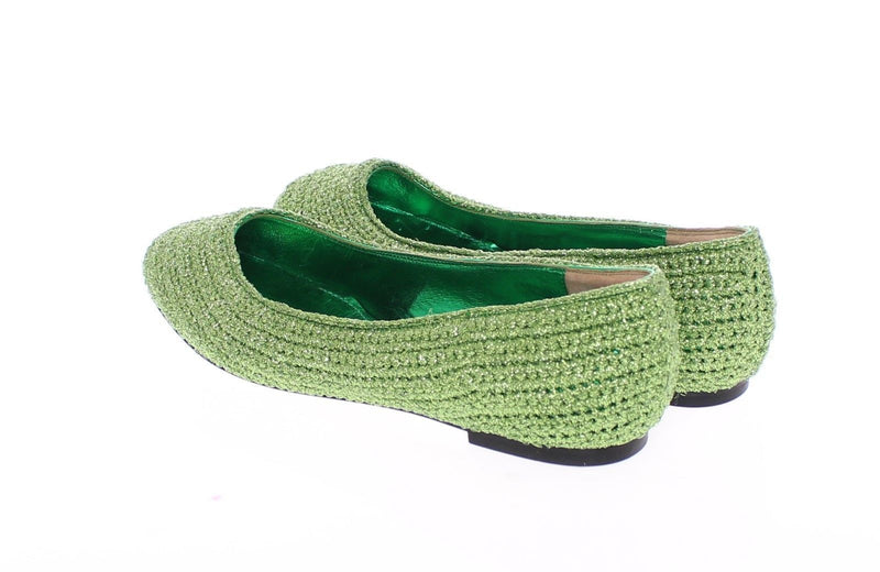 Green Knitted Ballerinas Ballerina Flat Shoes