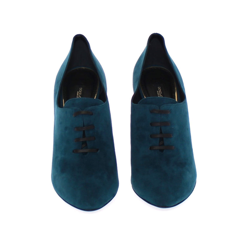 Blue Suede Leather Booties Shoes Pumps