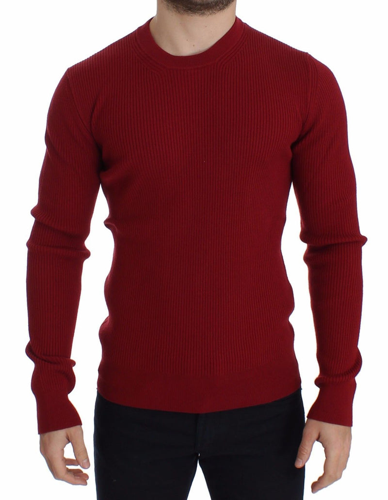 Red Knitted Wool Crewneck Sweater Pullover