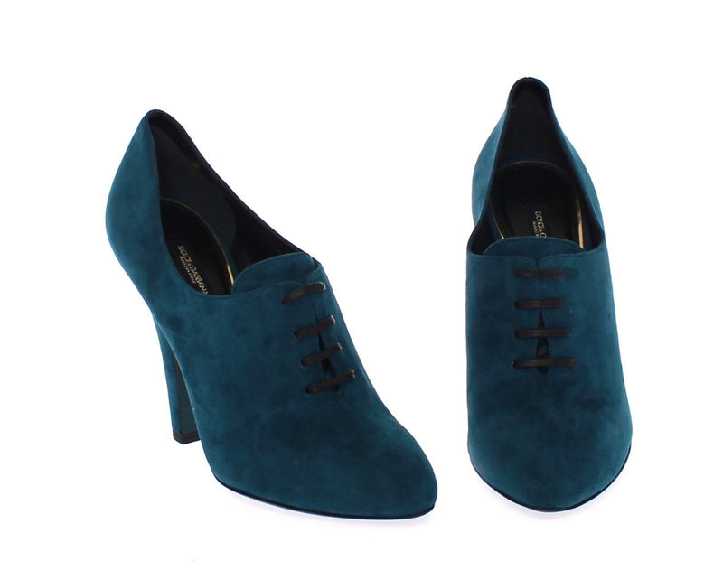 Blue Suede Leather Booties Shoes Pumps