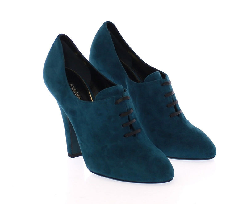 Blue Suede Leather Booties Shoes Pumps
