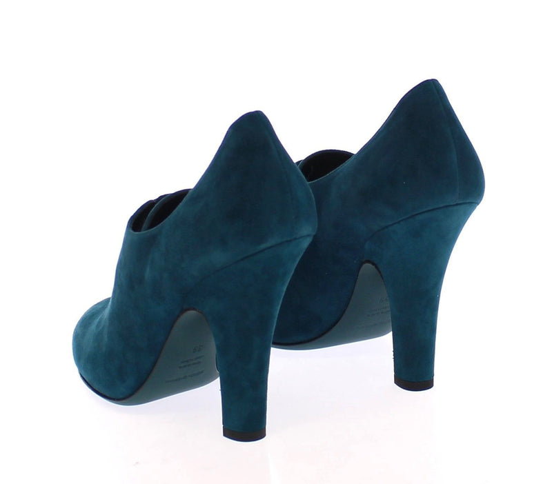 Blue Suede Leather Booties Shoes Pumps